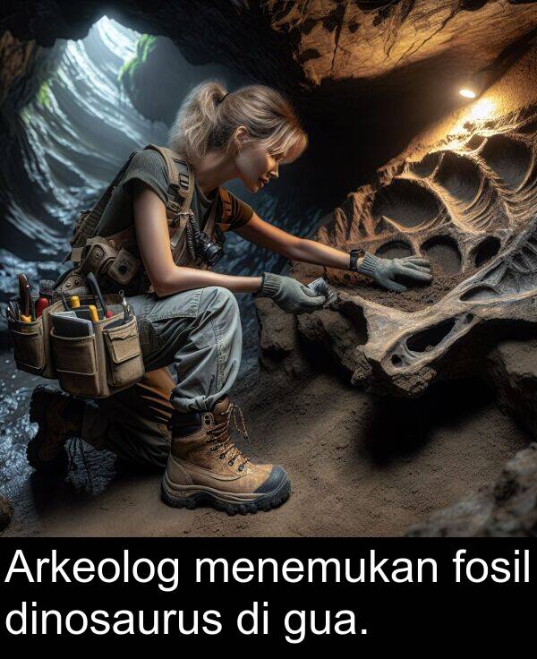 menemukan: Arkeolog menemukan fosil dinosaurus di gua.