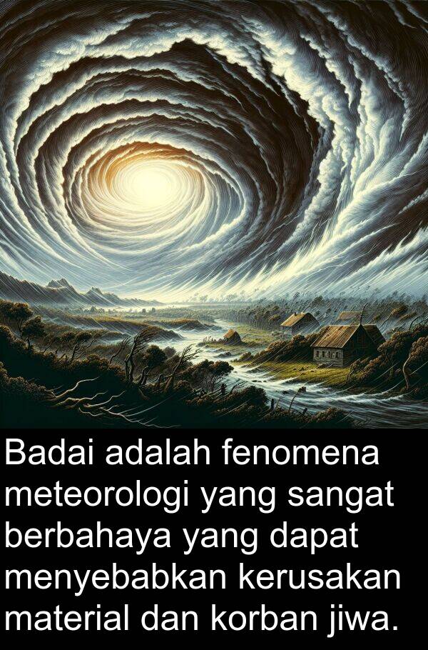 jiwa: Badai adalah fenomena meteorologi yang sangat berbahaya yang dapat menyebabkan kerusakan material dan korban jiwa.