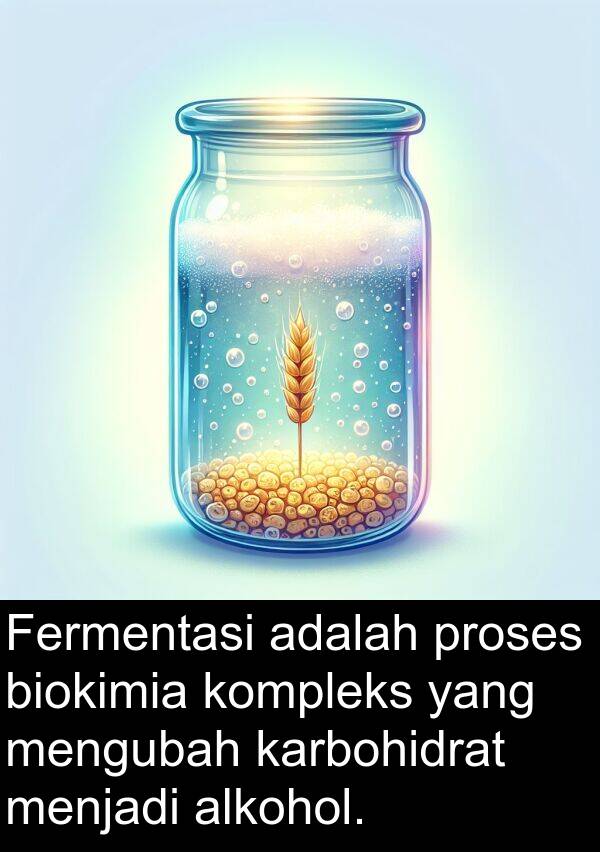 biokimia: Fermentasi adalah proses biokimia kompleks yang mengubah karbohidrat menjadi alkohol.