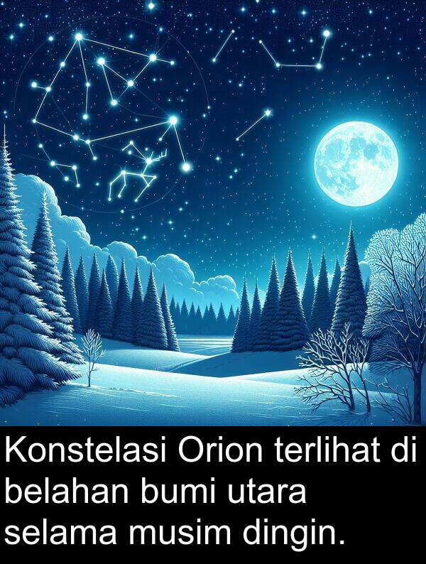 terlihat: Konstelasi Orion terlihat di belahan bumi utara selama musim dingin.