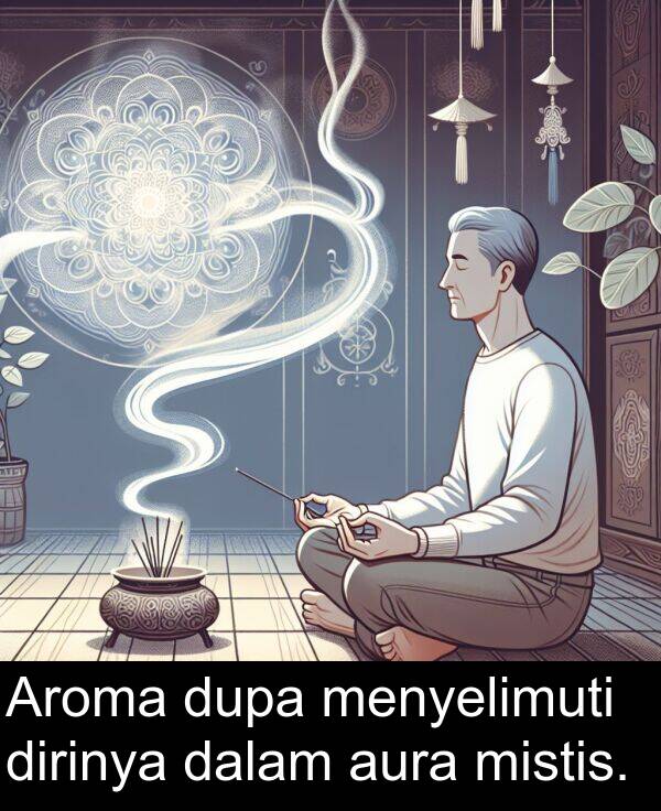 mistis: Aroma dupa menyelimuti dirinya dalam aura mistis.