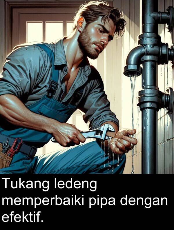 ledeng: Tukang ledeng memperbaiki pipa dengan efektif.