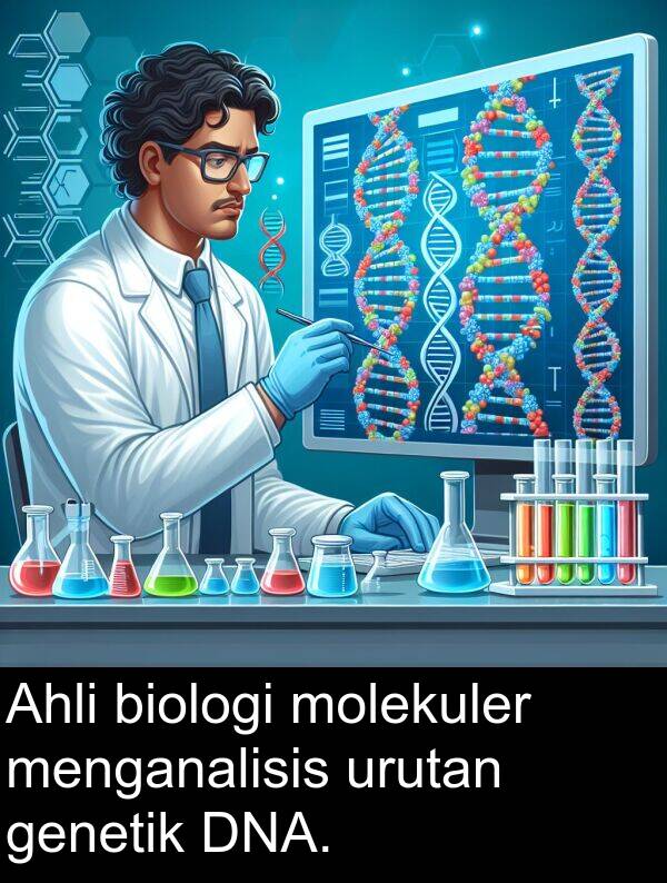 genetik: Ahli biologi molekuler menganalisis urutan genetik DNA.