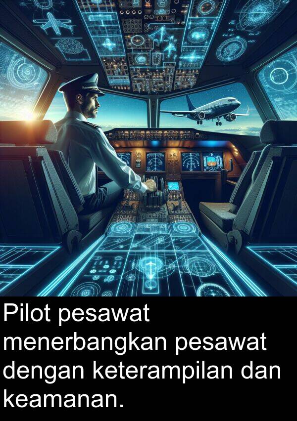 keterampilan: Pilot pesawat menerbangkan pesawat dengan keterampilan dan keamanan.