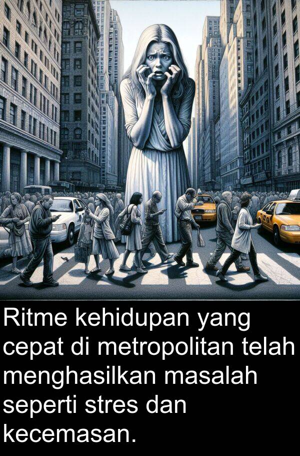 masalah: Ritme kehidupan yang cepat di metropolitan telah menghasilkan masalah seperti stres dan kecemasan.
