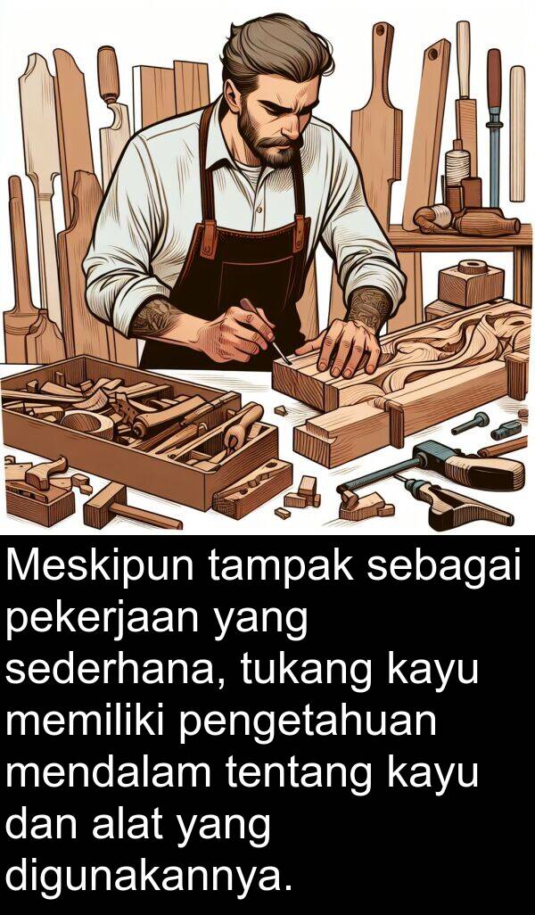 sederhana: Meskipun tampak sebagai pekerjaan yang sederhana, tukang kayu memiliki pengetahuan mendalam tentang kayu dan alat yang digunakannya.