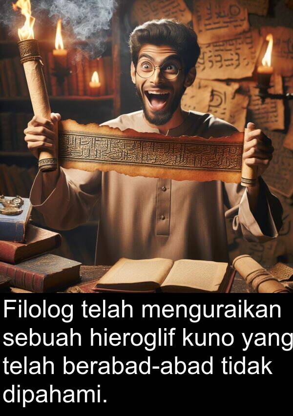 hieroglif: Filolog telah menguraikan sebuah hieroglif kuno yang telah berabad-abad tidak dipahami.
