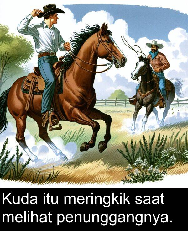 saat: Kuda itu meringkik saat melihat penunggangnya.