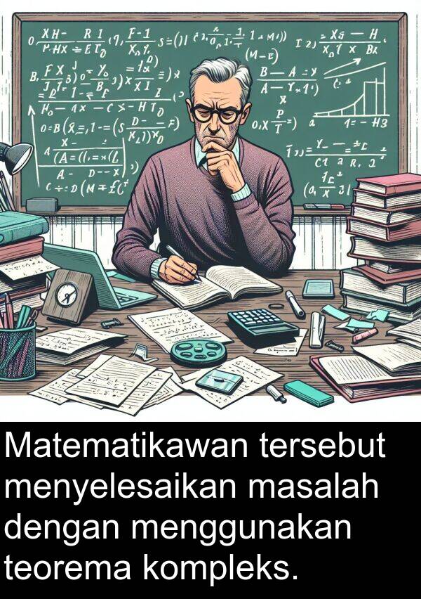 teorema: Matematikawan tersebut menyelesaikan masalah dengan menggunakan teorema kompleks.