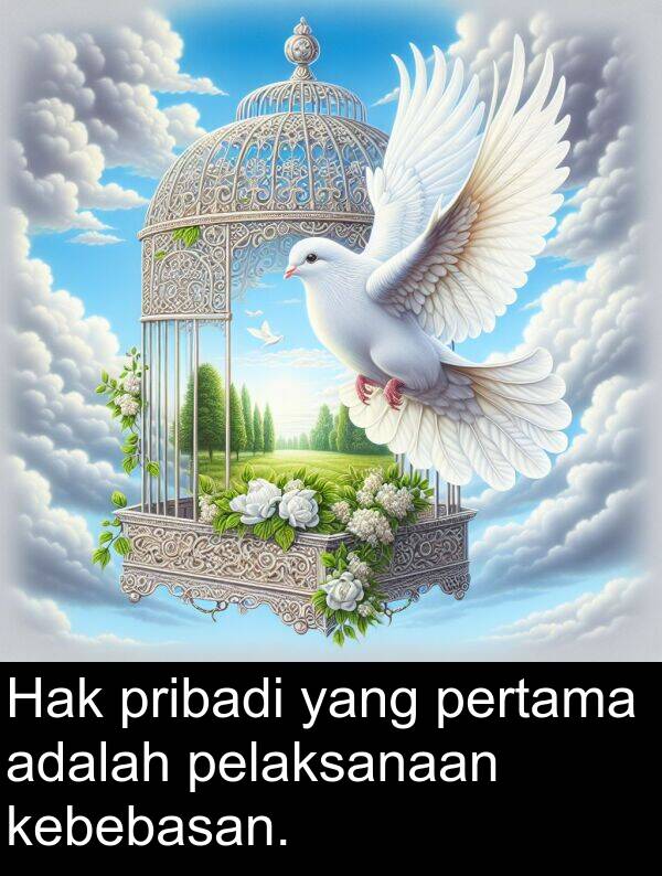 pelaksanaan: Hak pribadi yang pertama adalah pelaksanaan kebebasan.