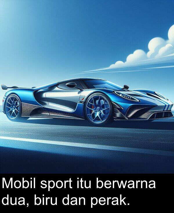 berwarna: Mobil sport itu berwarna dua, biru dan perak.