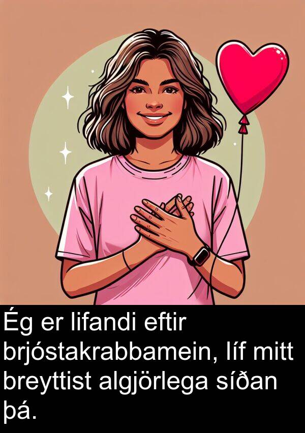 þá: Ég er lifandi eftir brjóstakrabbamein, líf mitt breyttist algjörlega síðan þá.