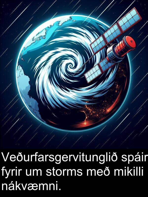 spáir: Veðurfarsgervitunglið spáir fyrir um storms með mikilli nákvæmni.