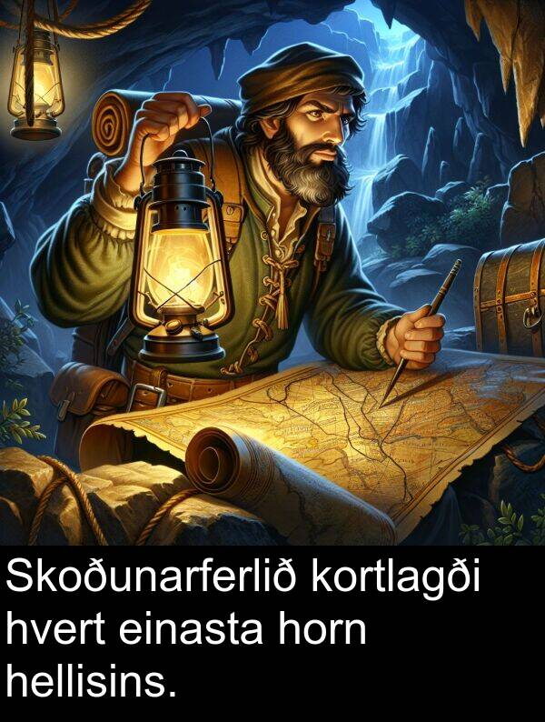 hvert: Skoðunarferlið kortlagði hvert einasta horn hellisins.