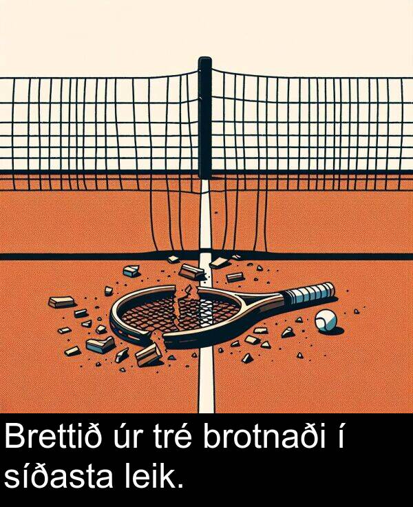 leik: Brettið úr tré brotnaði í síðasta leik.