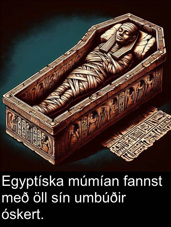 fannst: Egyptíska múmían fannst með öll sín umbúðir óskert.