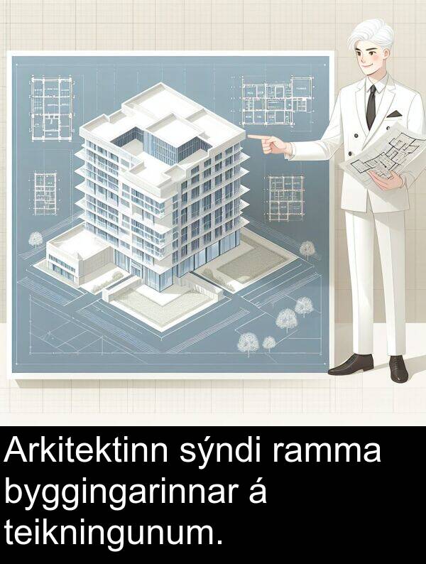 ramma: Arkitektinn sýndi ramma byggingarinnar á teikningunum.