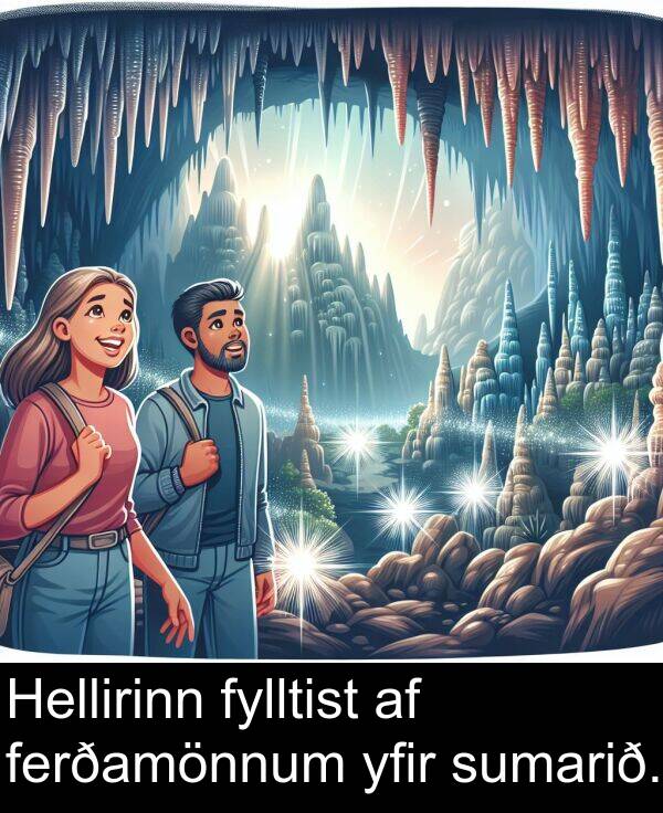 ferðamönnum: Hellirinn fylltist af ferðamönnum yfir sumarið.