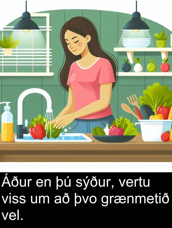 þvo: Áður en þú sýður, vertu viss um að þvo grænmetið vel.