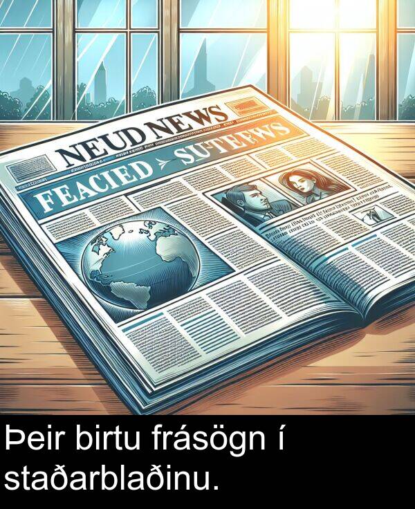 birtu: Þeir birtu frásögn í staðarblaðinu.