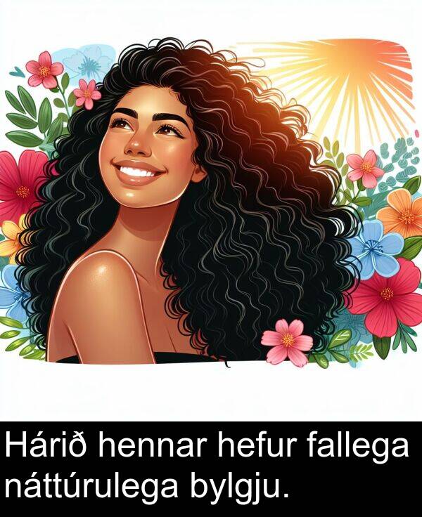 fallega: Hárið hennar hefur fallega náttúrulega bylgju.
