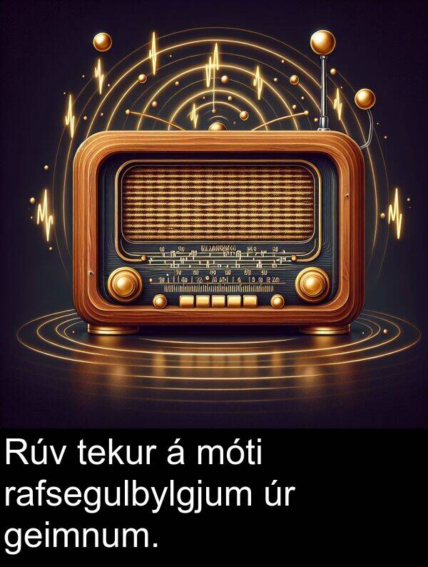 geimnum: Rúv tekur á móti rafsegulbylgjum úr geimnum.