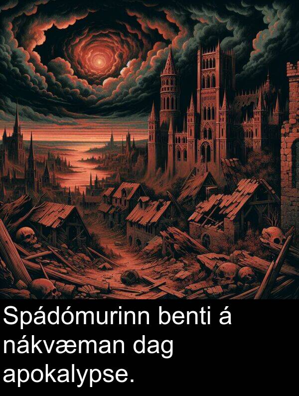 benti: Spádómurinn benti á nákvæman dag apokalypse.