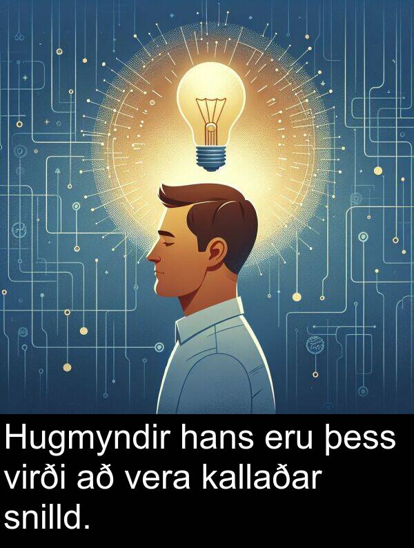 þess: Hugmyndir hans eru þess virði að vera kallaðar snilld.