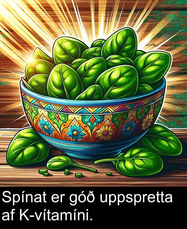 uppspretta: Spínat er góð uppspretta af K-vítamíni.