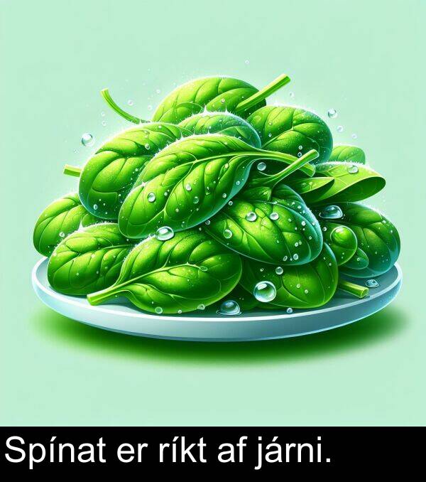 ríkt: Spínat er ríkt af járni.