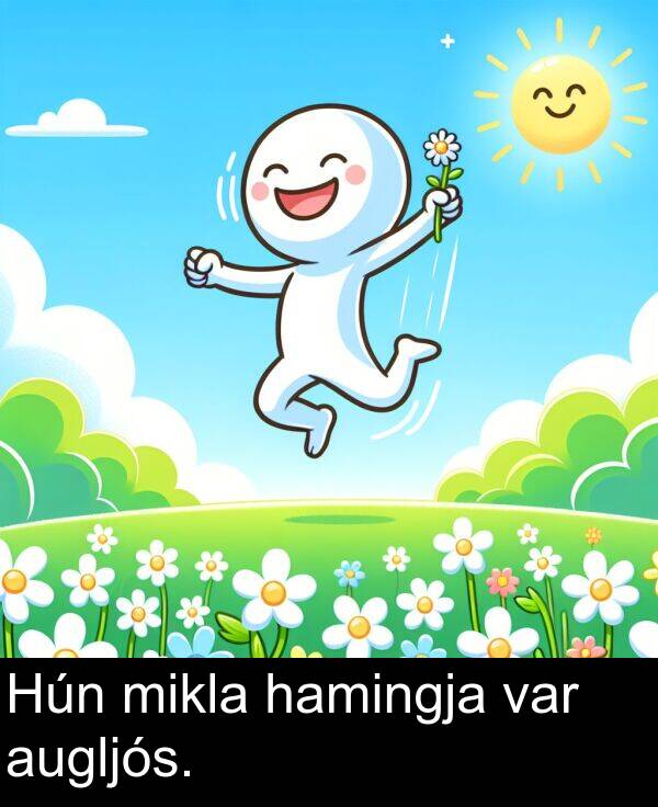 var: Hún mikla hamingja var augljós.