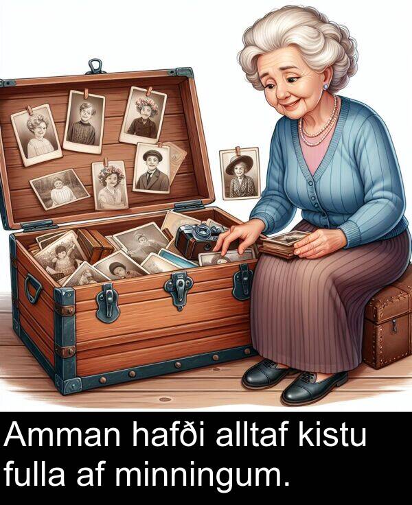 kistu: Amman hafði alltaf kistu fulla af minningum.