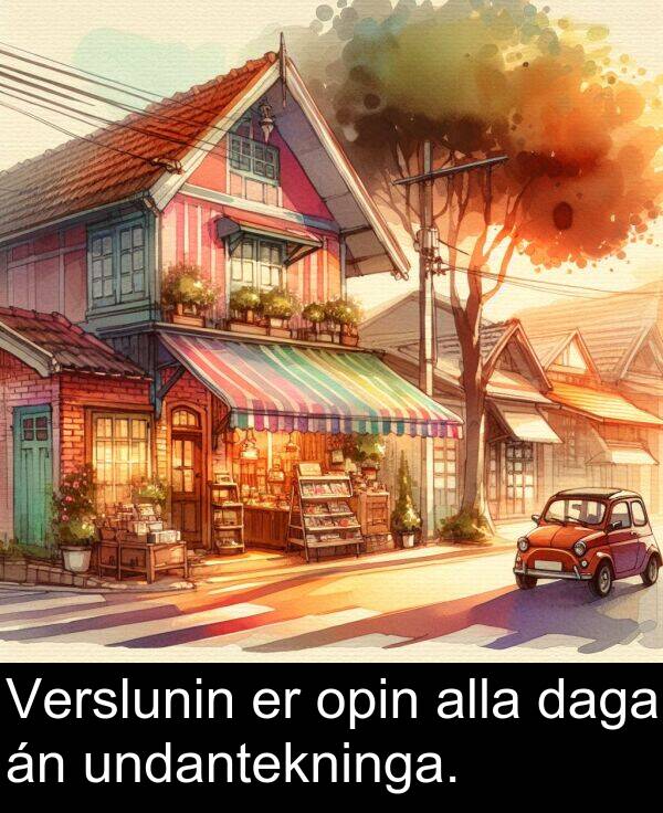 daga: Verslunin er opin alla daga án undantekninga.