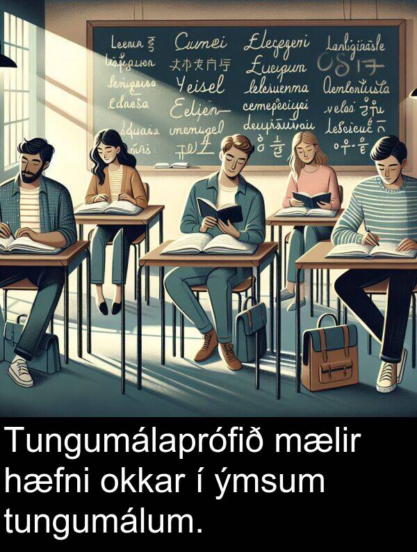 okkar: Tungumálaprófið mælir hæfni okkar í ýmsum tungumálum.