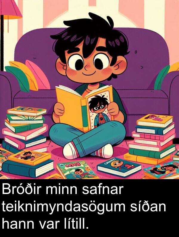 teiknimyndasögum: Bróðir minn safnar teiknimyndasögum síðan hann var lítill.