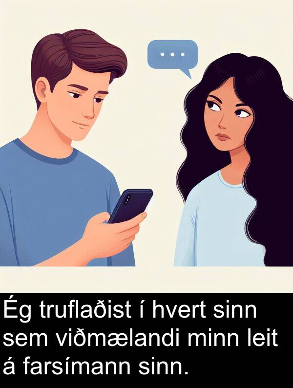 leit: Ég truflaðist í hvert sinn sem viðmælandi minn leit á farsímann sinn.