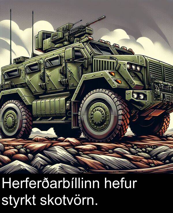 hefur: Herferðarbíllinn hefur styrkt skotvörn.
