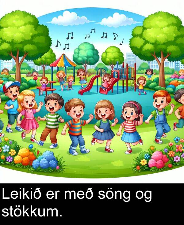söng: Leikið er með söng og stökkum.