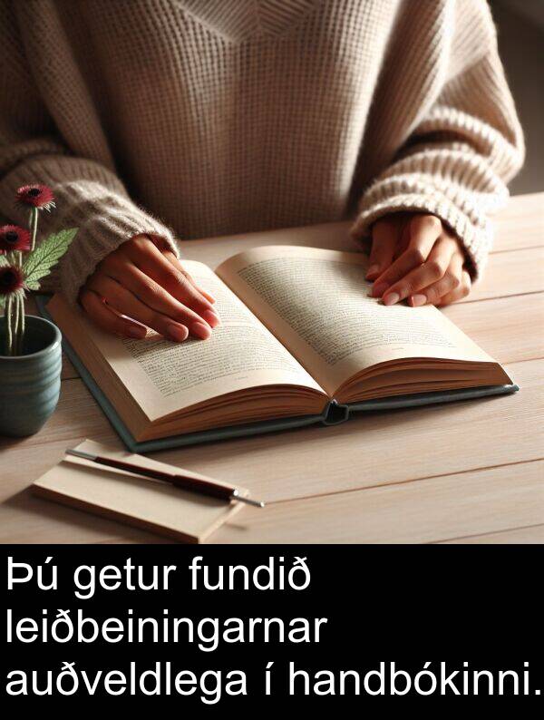handbókinni: Þú getur fundið leiðbeiningarnar auðveldlega í handbókinni.