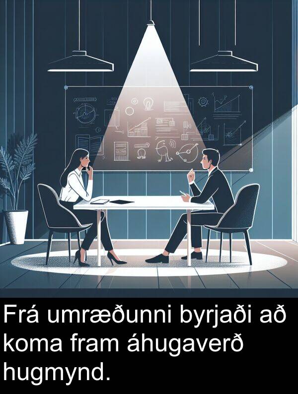 umræðunni: Frá umræðunni byrjaði að koma fram áhugaverð hugmynd.