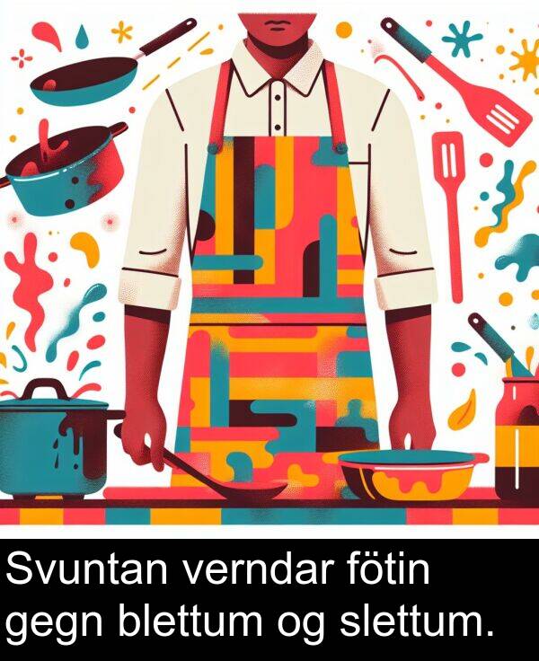 verndar: Svuntan verndar fötin gegn blettum og slettum.