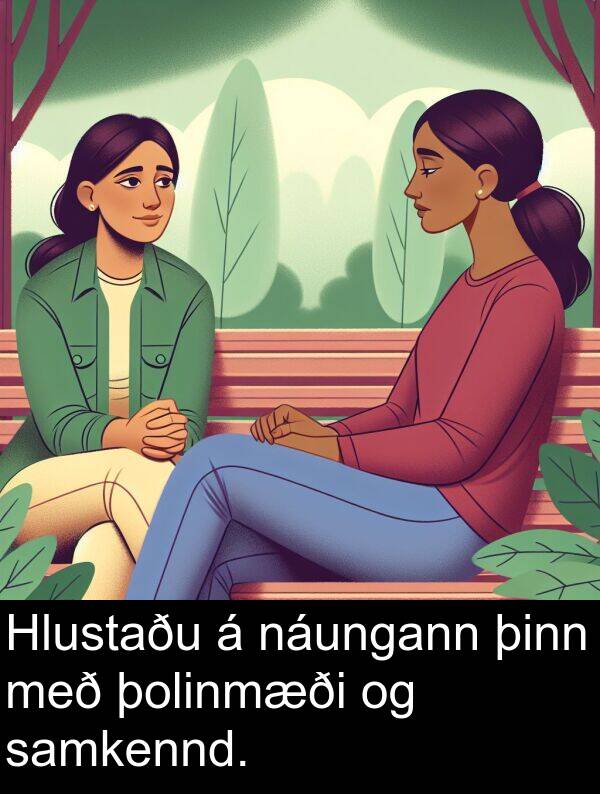 þolinmæði: Hlustaðu á náungann þinn með þolinmæði og samkennd.