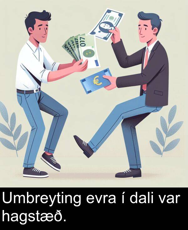 var: Umbreyting evra í dali var hagstæð.