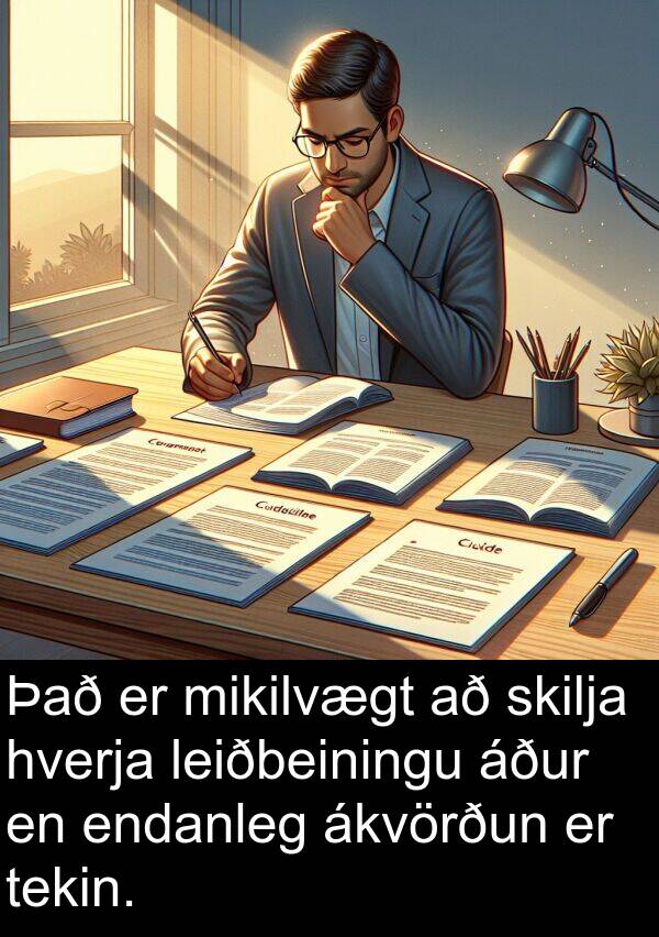 tekin: Það er mikilvægt að skilja hverja leiðbeiningu áður en endanleg ákvörðun er tekin.