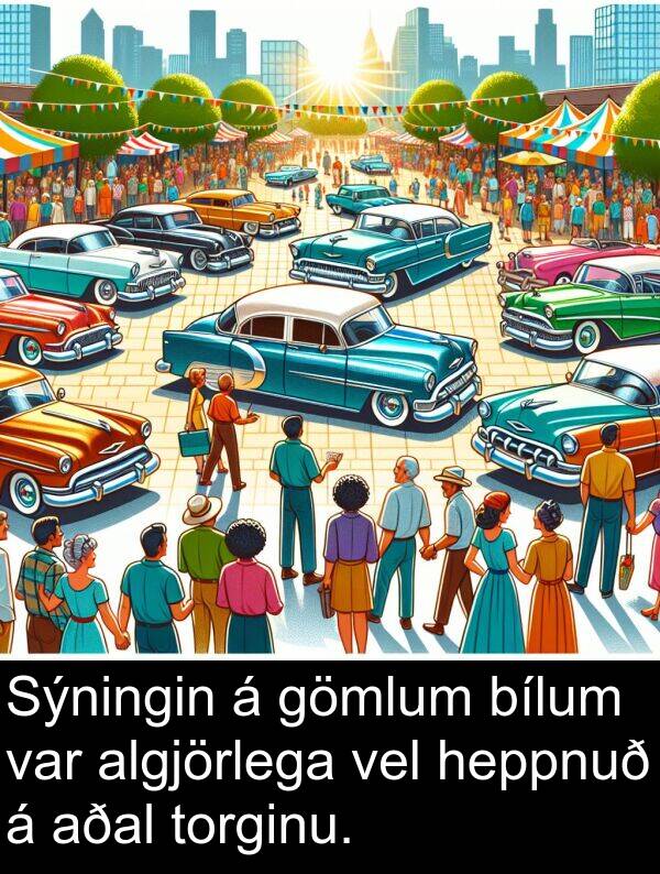 vel: Sýningin á gömlum bílum var algjörlega vel heppnuð á aðal torginu.