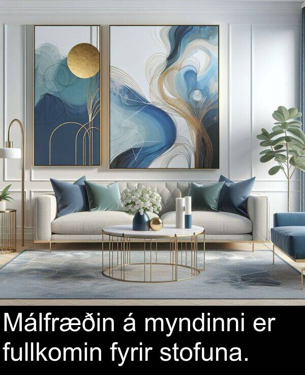 myndinni: Málfræðin á myndinni er fullkomin fyrir stofuna.