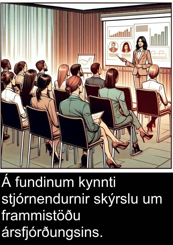ársfjórðungsins: Á fundinum kynnti stjórnendurnir skýrslu um frammistöðu ársfjórðungsins.