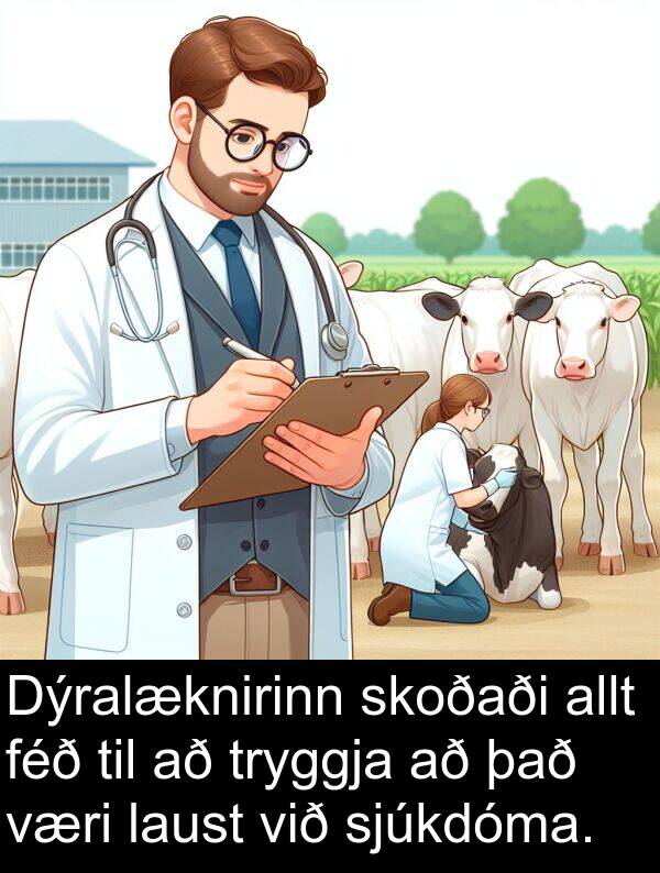 skoðaði: Dýralæknirinn skoðaði allt féð til að tryggja að það væri laust við sjúkdóma.
