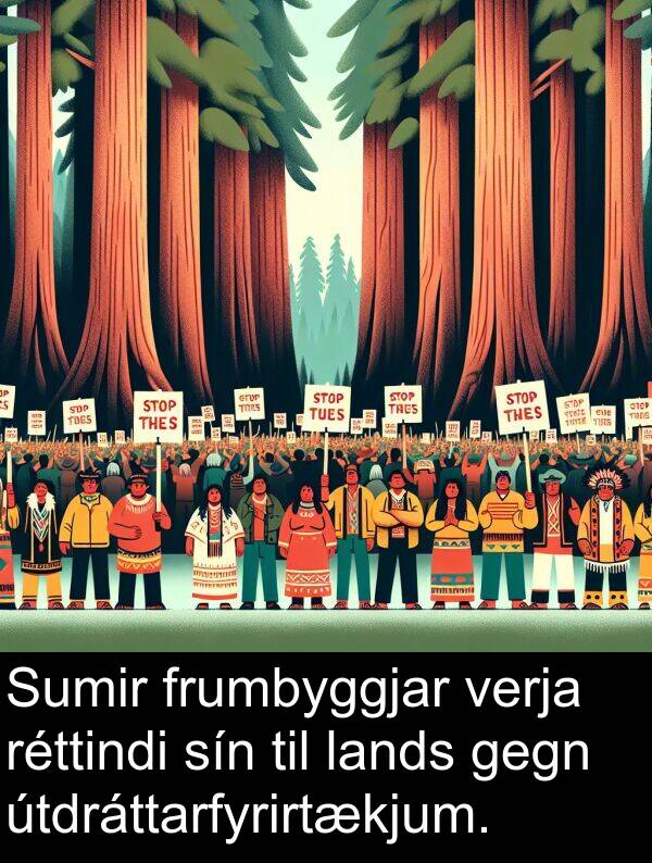 verja: Sumir frumbyggjar verja réttindi sín til lands gegn útdráttarfyrirtækjum.