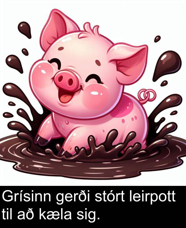 gerði: Grísinn gerði stórt leirpott til að kæla sig.